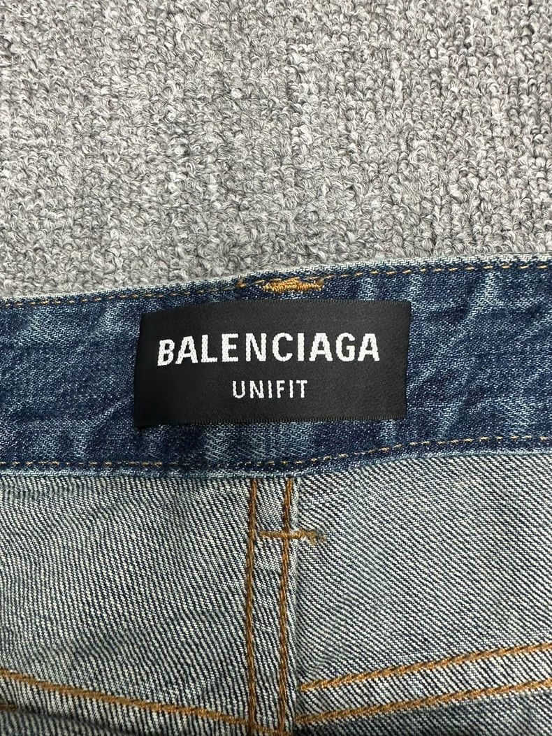 Balenciaga Balenciaga size M Fake two-piece plaid shirt stitching jea Size US 27 - 3 Thumbnail