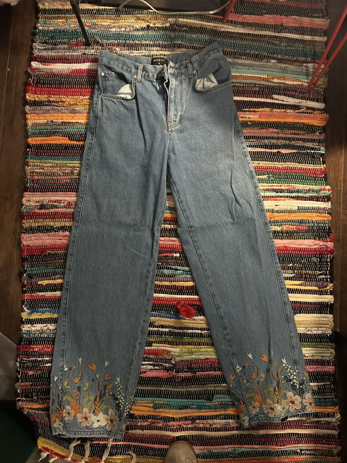 Other Mechali Flower-embroidered denim pants Size US 30 / EU 46 - 1 Thumbnail