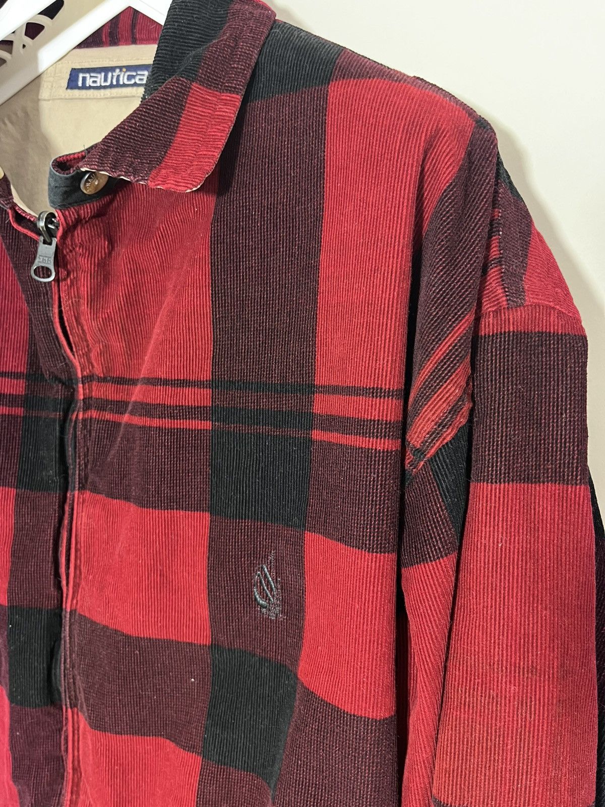 Nautica × Vintage 90s Rare Nautica Reversible Jacket Red corduroy Beige M-L Size US M / EU 48-50 / 2 - 1 Thumbnail