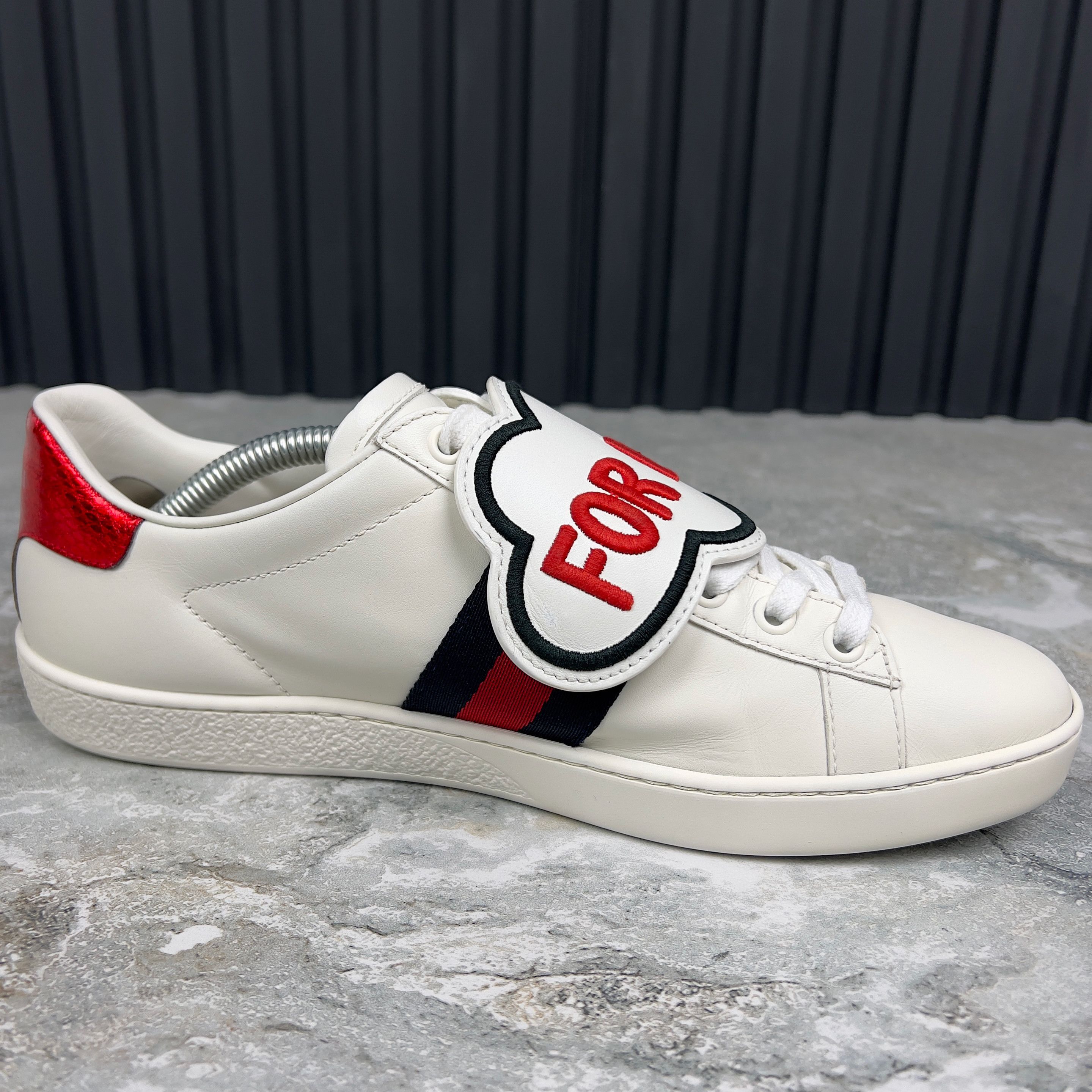 Gucci Ace Sneakers Blind For Love Patch Web Leather Size US 8 / IT 38 - 5 Thumbnail