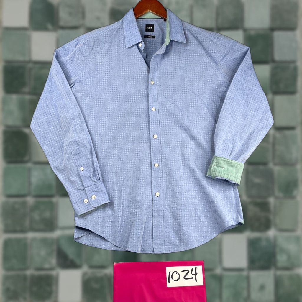 Hugo Boss HUGO BOSS Button-Up Shirt Slim Fit Long Sleeve Casual Blue Knit Cotton Modern Size US L / EU 52-54 / 3 - 1 Thumbnail