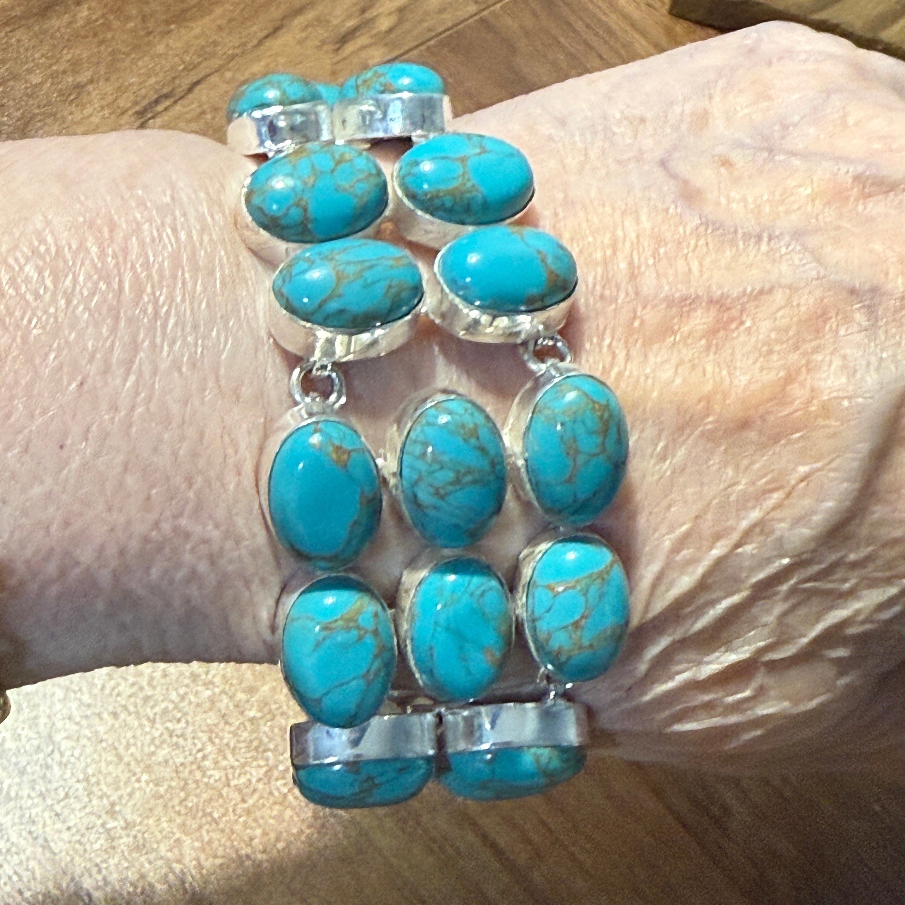 Other Blue Copper Dahlia Turquoise Gemstone Sterling Bracelet Size ONE SIZE - 7 Thumbnail