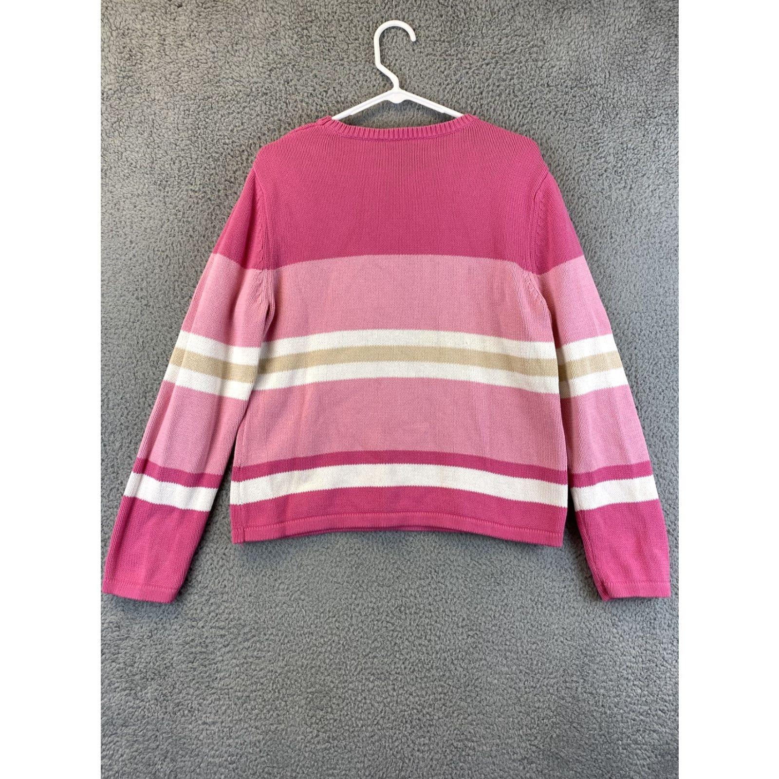 Croft & Barrow Croft & Barrow Women's Large Pink Red White Cable Knit Pullover Sweater / 62-11 Size L / US 10 / IT 46 - 6 Thumbnail