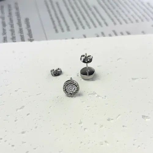 Other 925 Silver Plated CZ Cubic Zirconia Stud Earrings for Men Size ONE SIZE - 4 Thumbnail