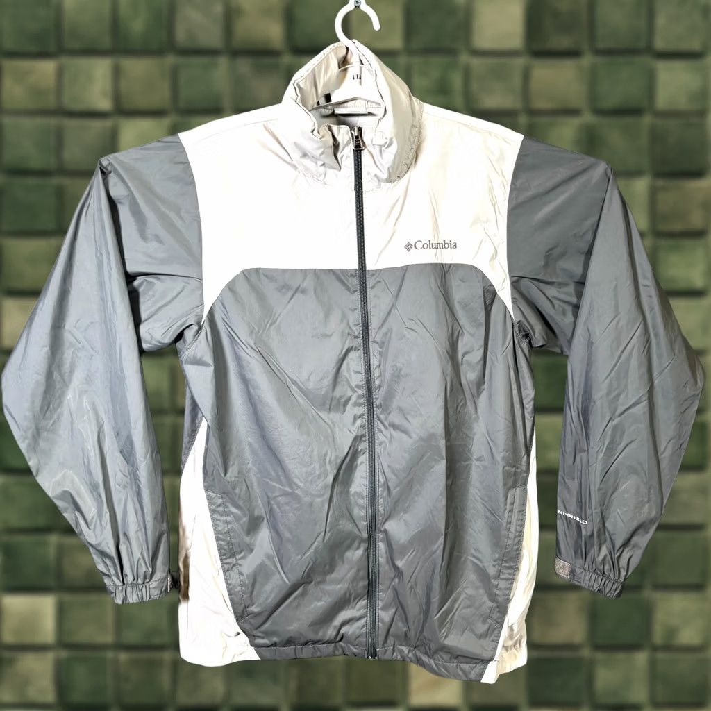 Rains Columbia Rain Jacket Mens Small Gray Beige Colorblock Full Zip Hiking Jacket Size US S / EU 44-46 / 1 - 1 Thumbnail