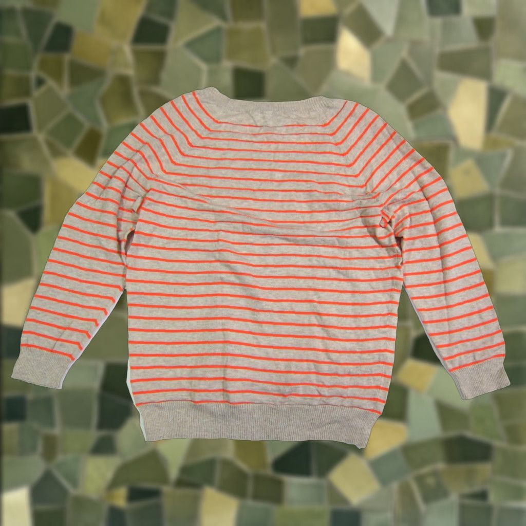 Madewell Madewell Neon Orange Brown Stripe 3/4 Sleeve Lightweight Sweater Women XS Size XS / US 0-2 / IT 36-38 - 1 Thumbnail