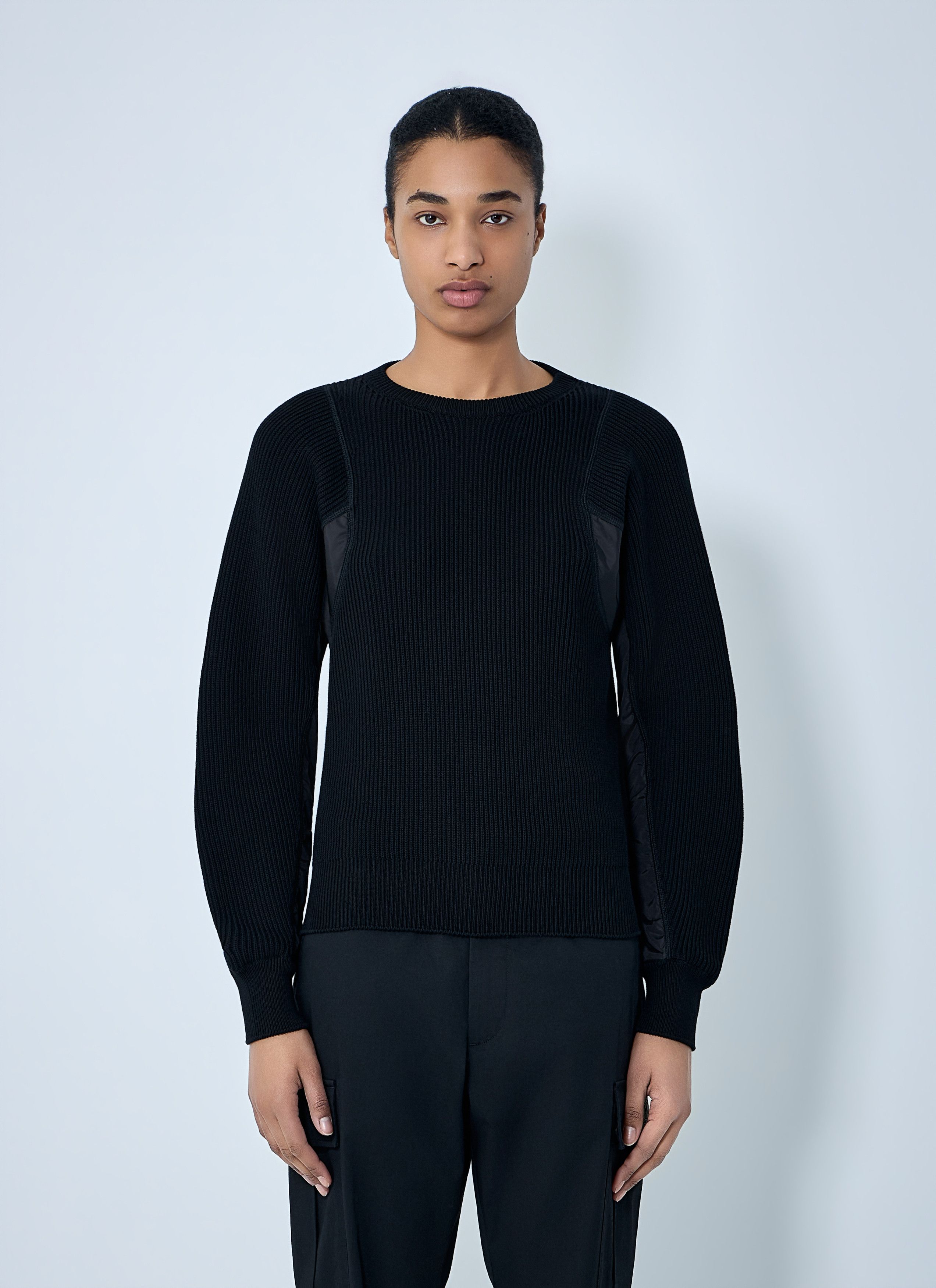 Moncler Ribbed Knit Sweater with Contrast Panels Size L / US 10 / IT 46 - 1 Thumbnail