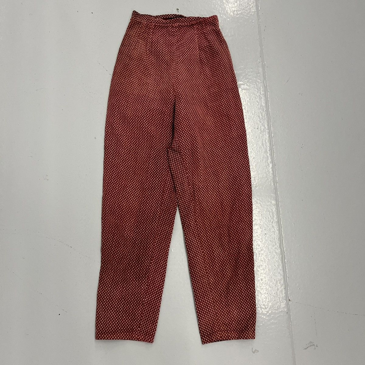 Other Vintage 60s Red Printed Corduroy Side Zip Pants 22x25 Size 22" - 1 Thumbnail