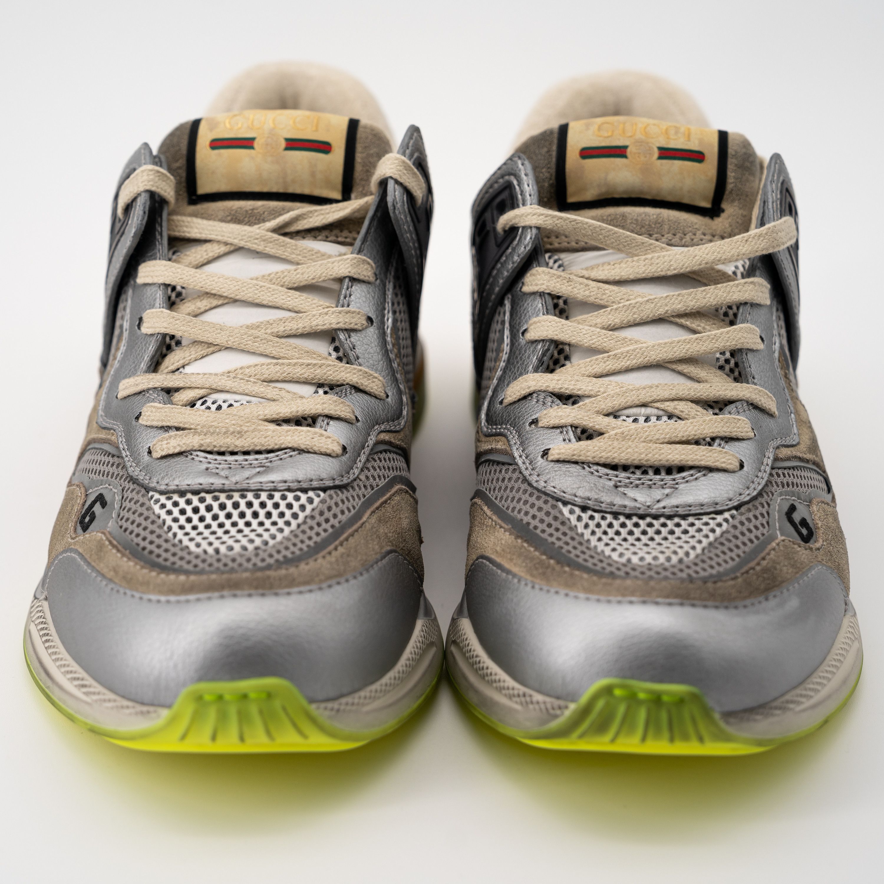 Gucci Size 8G - Gucci Ultrapace Silver Metallic Green sneakers Size US 8.5 / EU 41-42 - 3 Thumbnail