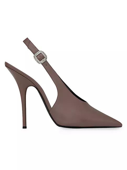 Saint Laurent Paris o1s1wg111024 Blade Slingback Pumps In Suede in Taupe Size US 7.5 / IT 37.5 - 1 Thumbnail