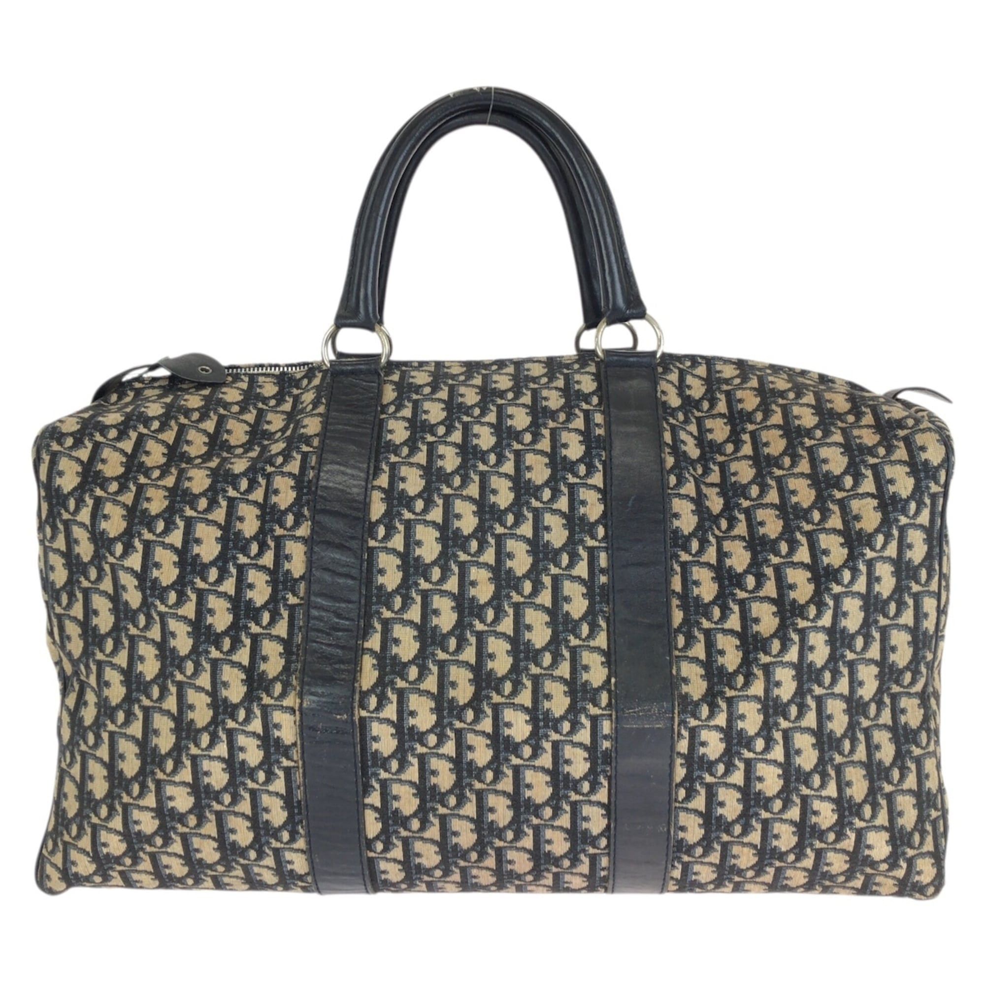 Dior Christian Dior Dior Vintage Trotter Navy Silver Hardware Canvas Leather Boston Bag Travel Unisex Women's Size ONE SIZE - 1 Thumbnail