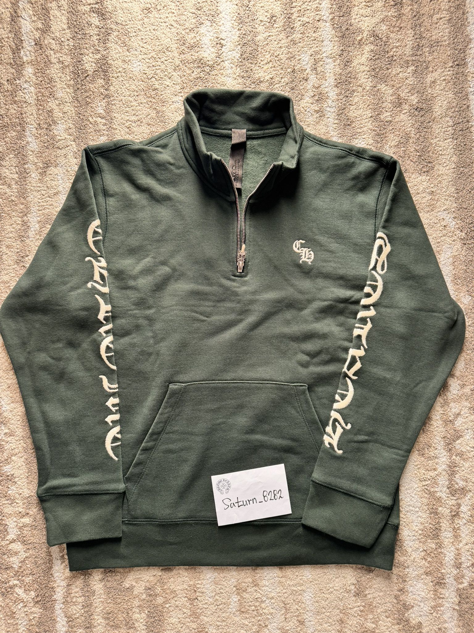 Chrome Hearts chrome hearts script logo embroidery half zip GREEN MEDIUM Size US M / EU 48-50 / 2 - 2 Thumbnail