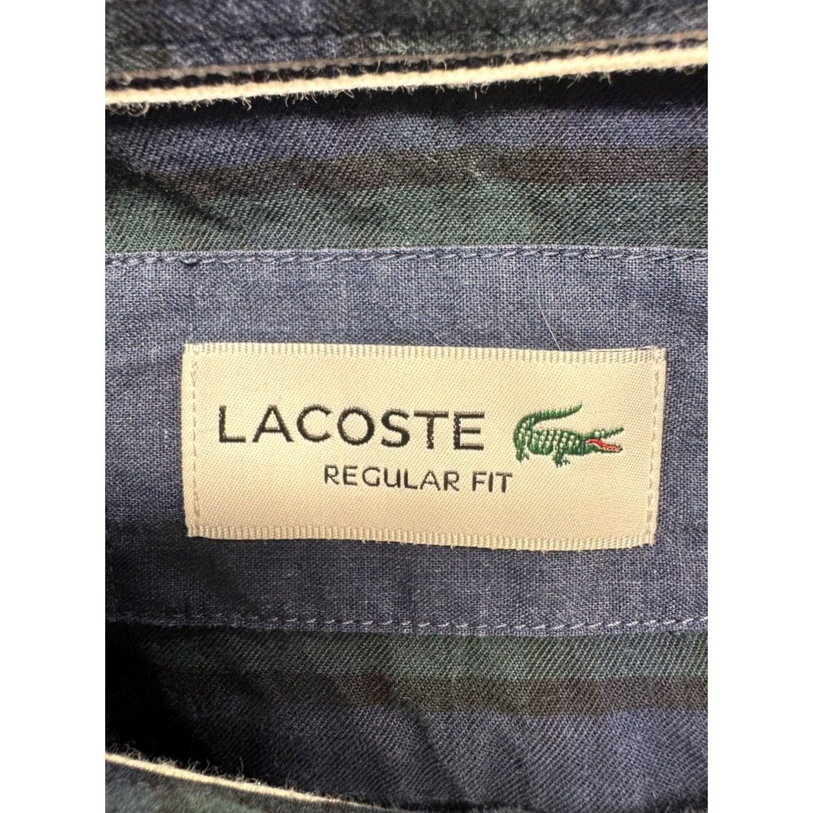 Lacoste Lacoste Plaid Shirt Button-Down Long Sleeve 100% Cotton Mens L Green Regular Fit Size US L / EU 52-54 / 3 - 5 Thumbnail