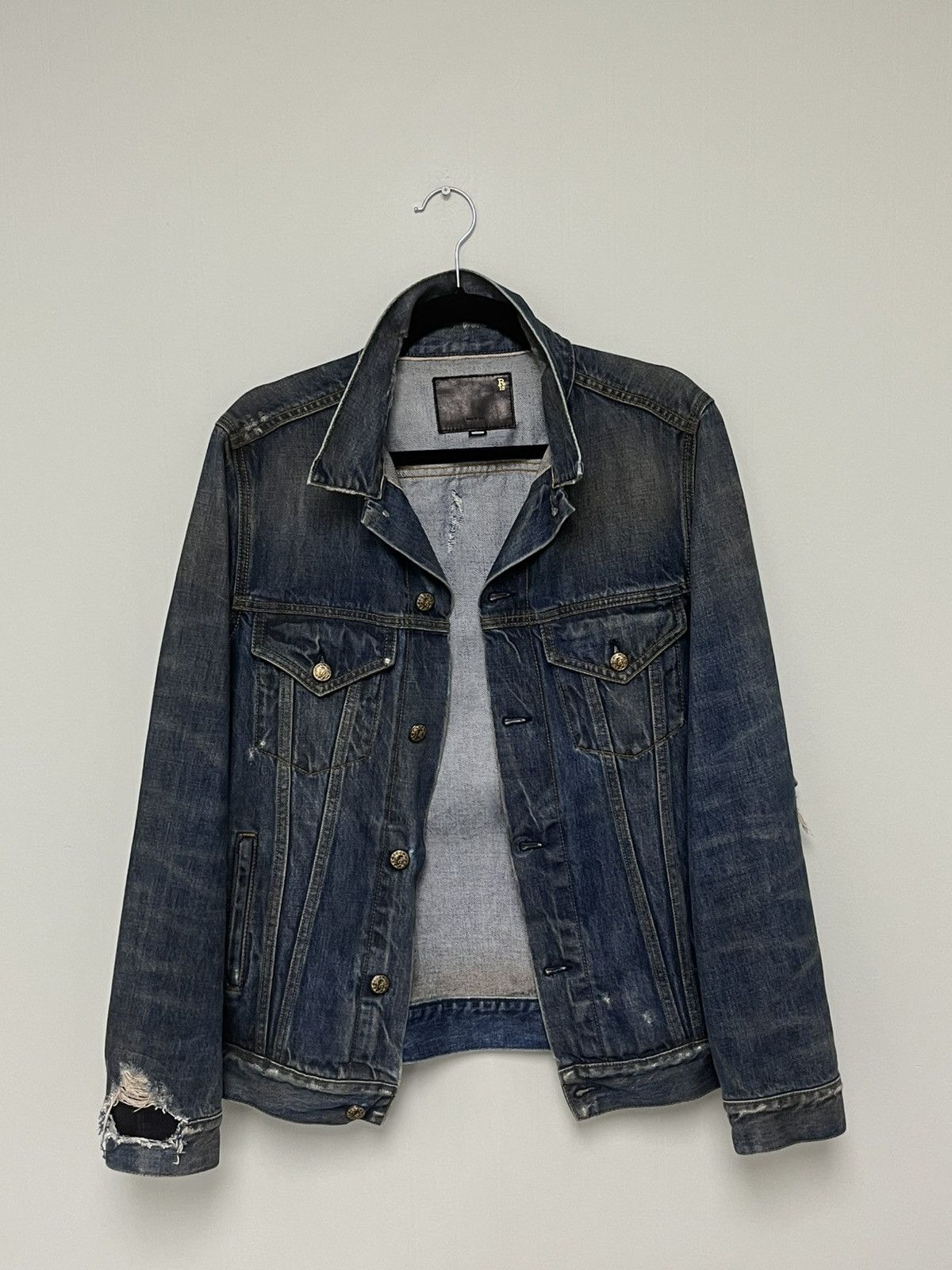 R13 Denim Trucker Distressed Jacket. Medium Size M / US 6-8 / IT 42-44 - 16 Thumbnail