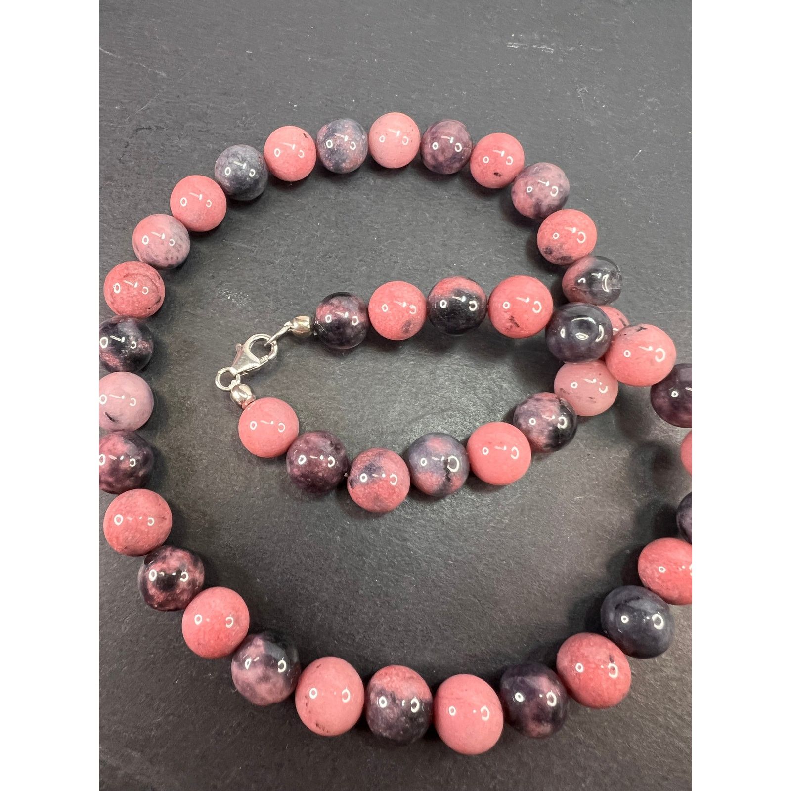 Other Rhodonite beaded necklace with sterling silver clasp Size ONE SIZE - 2 Thumbnail