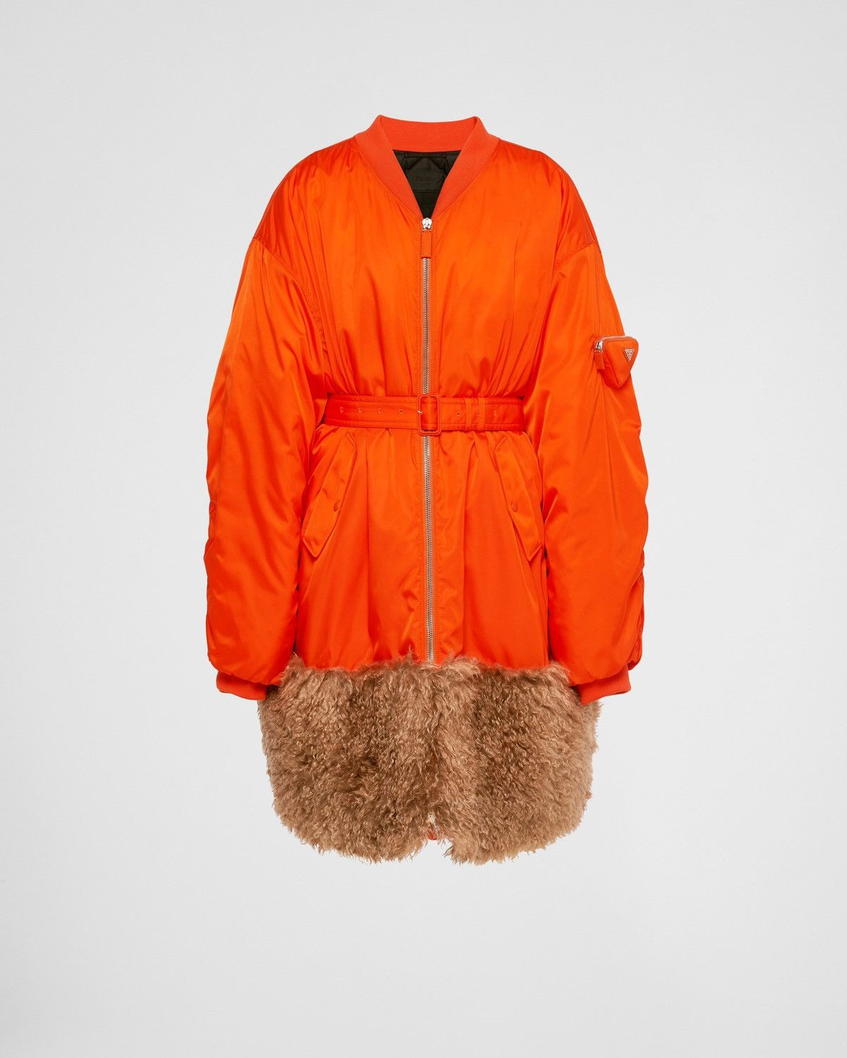 Prada 🔥RUNWAY🔥Prada Re-Nylon Faux Fur Trim Bomber Coat Size US S / EU 44-46 / 1 - 1 Thumbnail