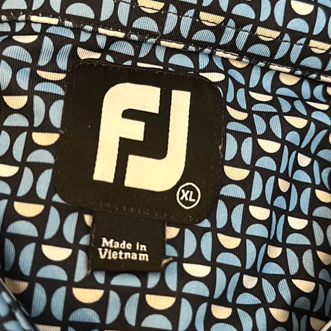 Footjoy VINTAGE FootJoy Polo Moon Geo Lisle Self Collar Golf XL Blue Apple Centennial Men Size US XL / EU 56 / 4 - 6 Thumbnail