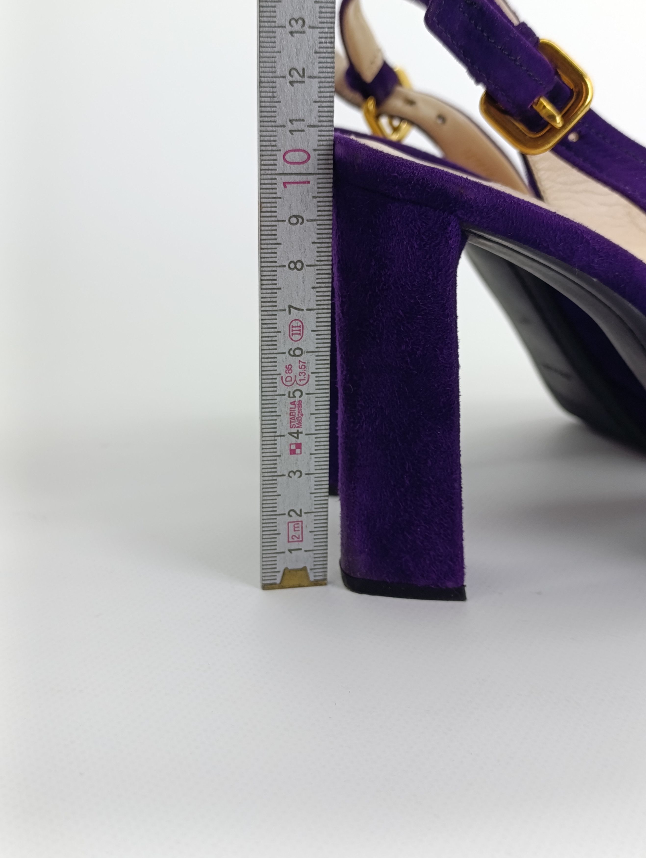 Prada PRADA BARHAT SANDALS HEELS PURPLE RED TAB Size US 7 / IT 37 - 4 Thumbnail