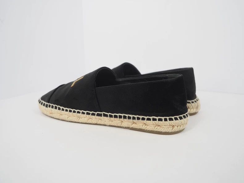 Chanel ChanelBlack and gold letter velvet fisherman's shoes 2503-N Size US 5 / EU 37 - 3 Thumbnail