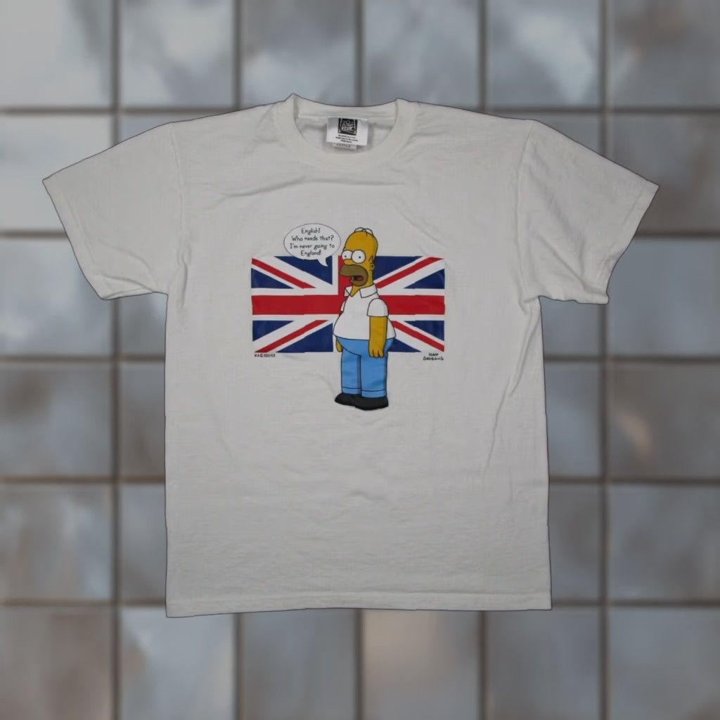 Fruit Of The Loom The Simpsons Shirt Mens Medium White Homer Simpson Union Jack England 2012 Size US M / EU 48-50 / 2 - 1 Thumbnail