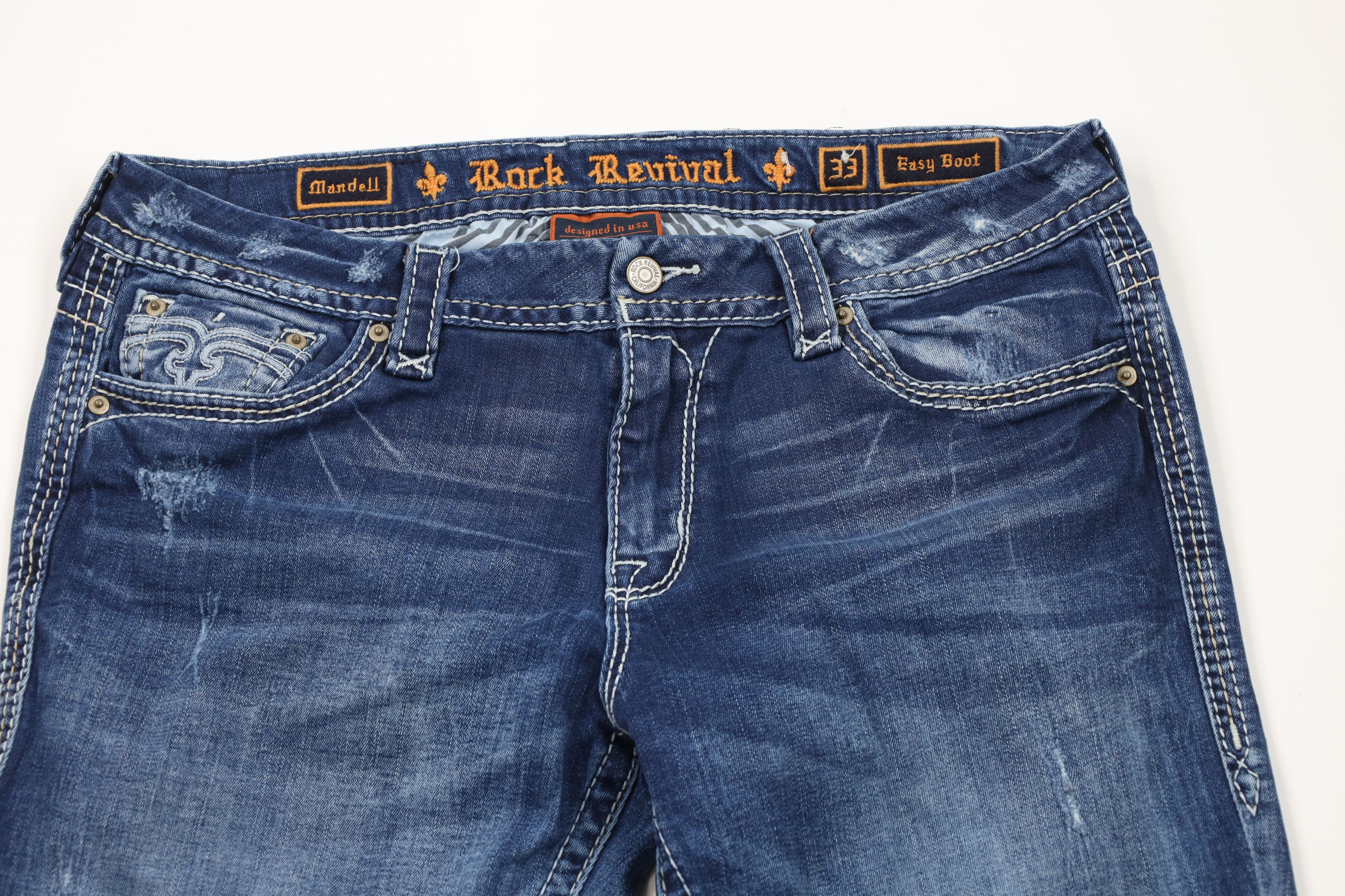 Rock Revival Rock Revival Stitch Mandell Easy Boot Flared Denim Jeans Size 33" - 2 Thumbnail