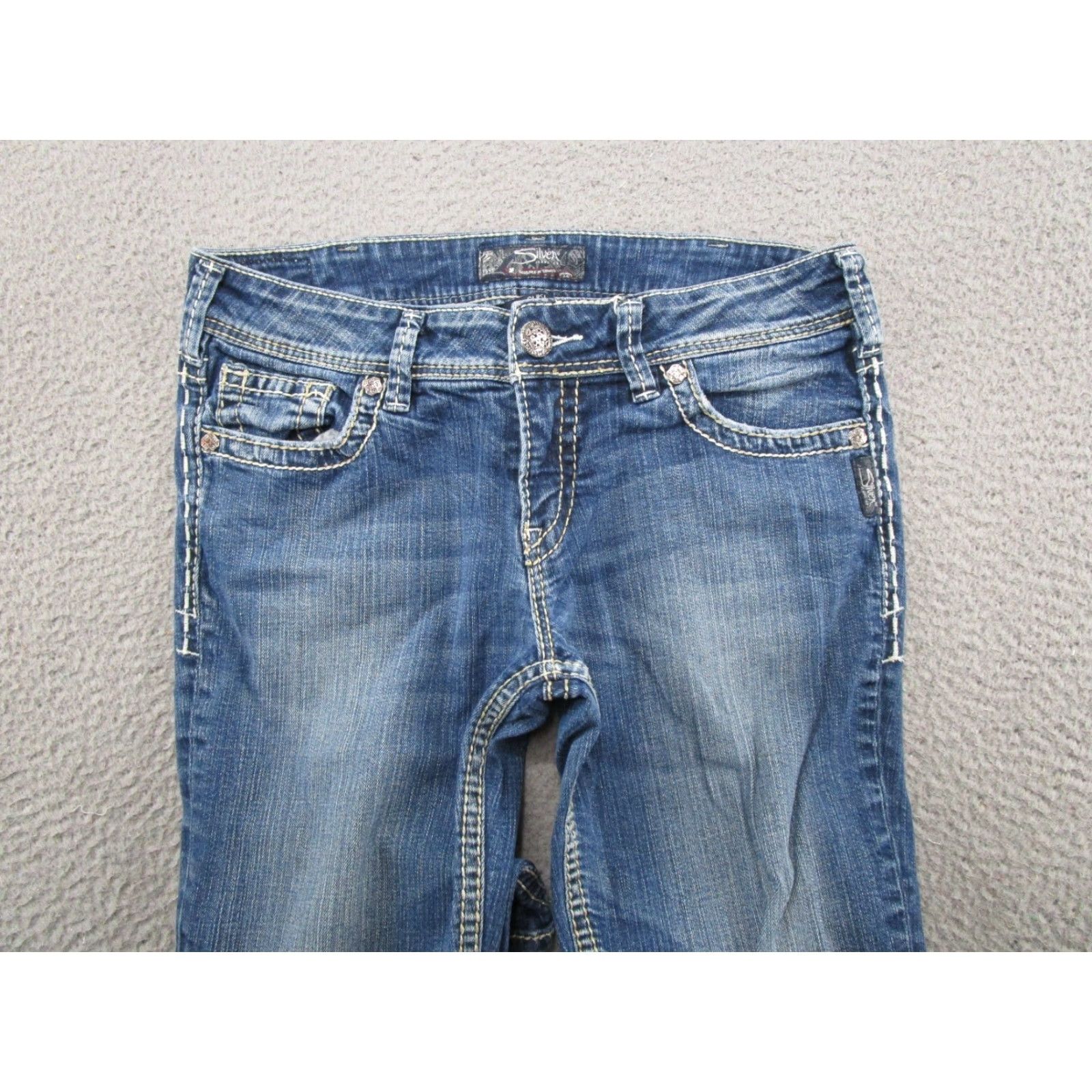 Silver Jeans Co. Silver Jeans Co Womens Capri Denim Jeans Suki Blue Stretch Size 30 Medium Wash Regular Pocket 5-Pocket Womens Jeans Size 30" / US 8 / IT 44 - 3 Thumbnail