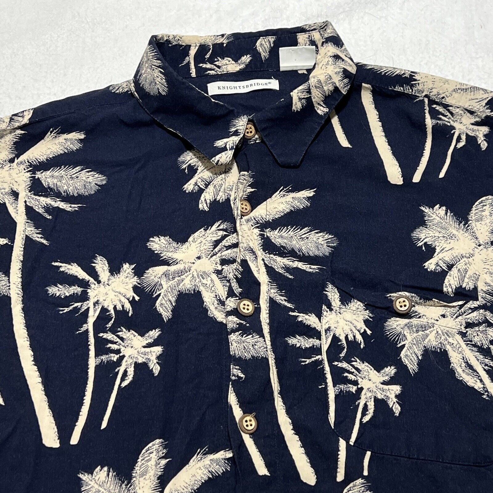 Knightsbridge Knightsbridge XXL Hawaiian Palm Tree Navy Button Up Shirt Size US XXL / EU 58 / 5 - 2 Thumbnail