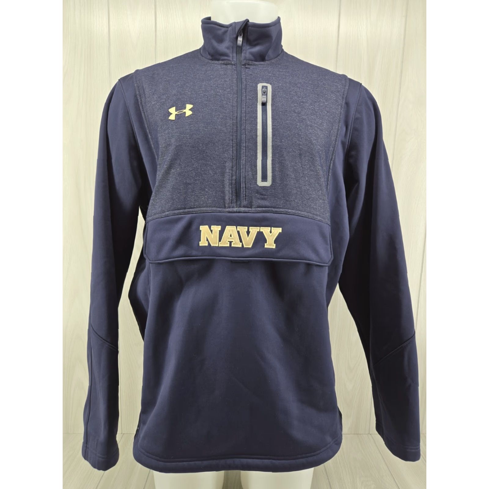 Under Armour US Navy Under Armour Mens Coldgear 1/2 Zip Pullover Jacket XL Blue Loose Size US XL / EU 56 / 4 - 3 Thumbnail