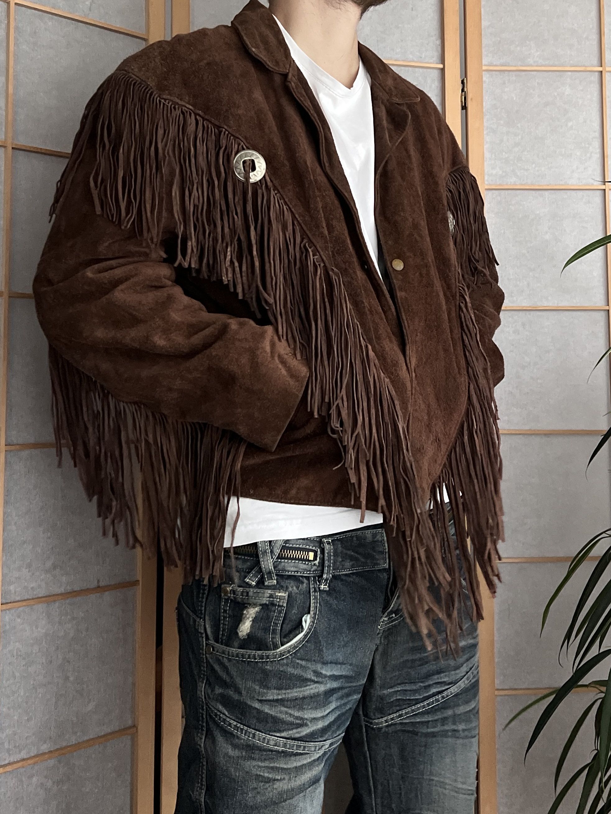 If Six Was Nine Crazy! Cowboy core vintage 90s cropped leather jacket bomber Size US L / EU 52-54 / 3 - 23 Thumbnail