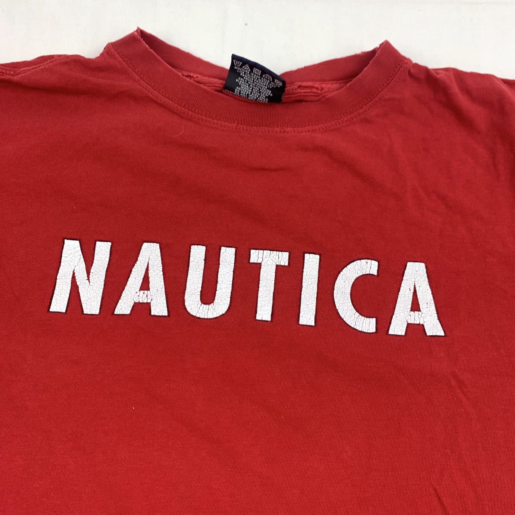 Nautica VINTAGE Nautica T Shirt Adult Medium Red Spellout Thrashed Worn Grunge Y2K Sailing Boats Mens Size US M / EU 48-50 / 2 - 3 Thumbnail