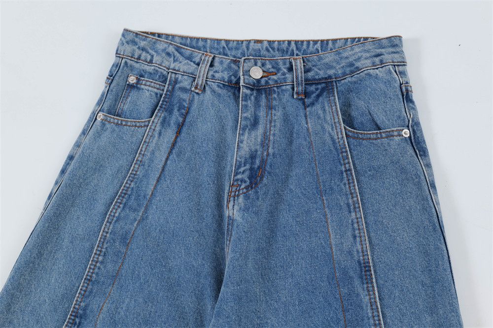Japanese Brand × Jean American high street retro washed patchwork loose jeans Size US 34 / EU 50 - 4 Thumbnail