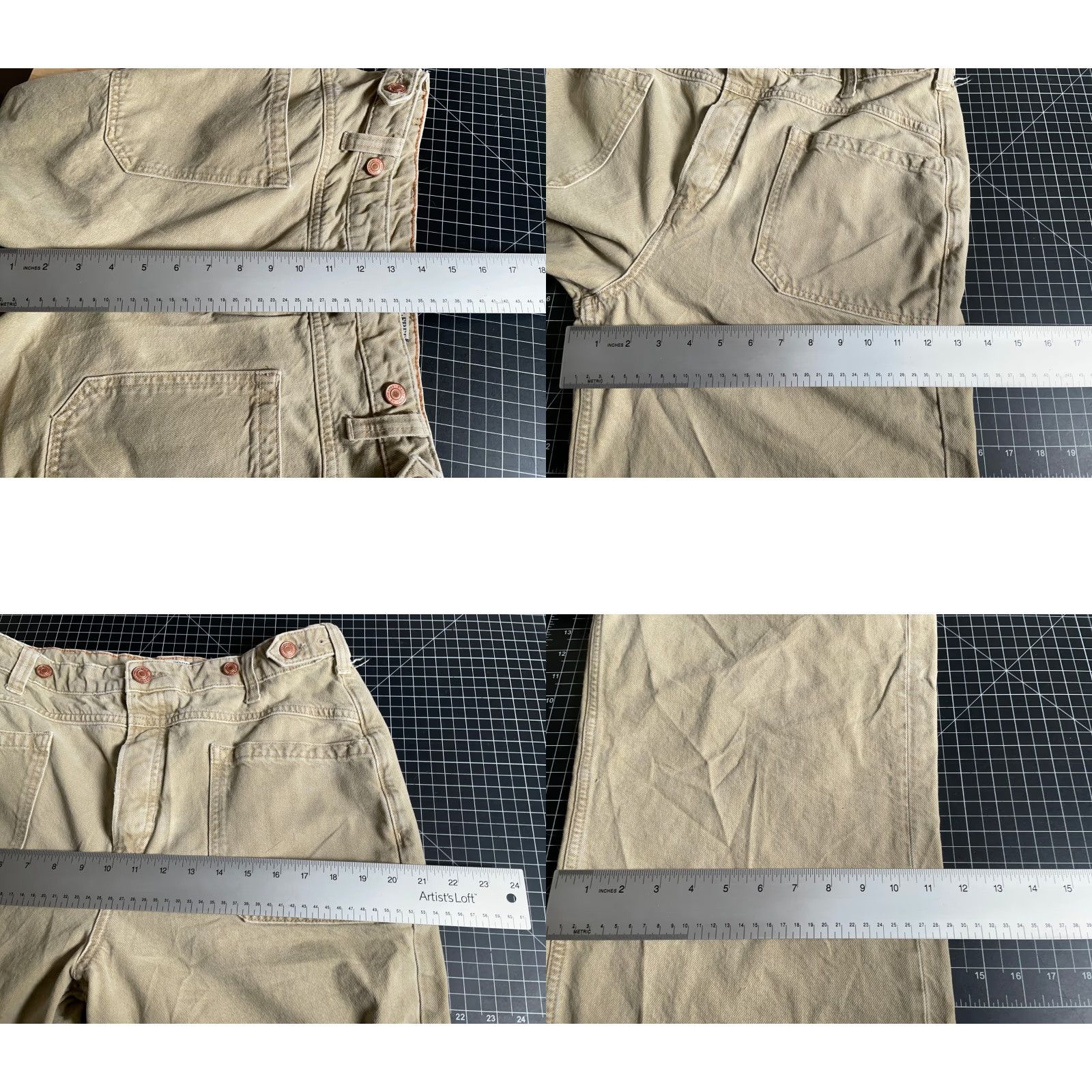 Vintage We The Free Barrel Jeans Women Regular 31 Beige Denim 5-Pocket Button Fly Wide-Leg High Rise Inseam 28" Vintage: No Size 24" / US 00 / IT 34 - 8 Thumbnail