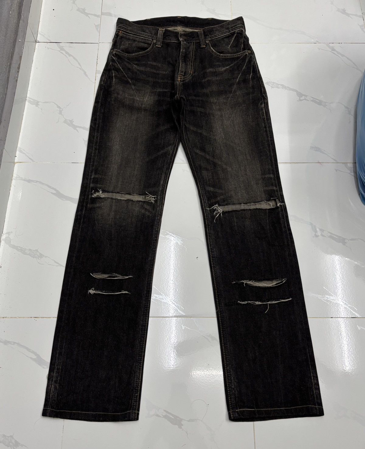 14th Addiction 💥Hype💥90s Style Distress Jean Wrangler Black Denim Size US 30 / EU 46 - 10 Thumbnail