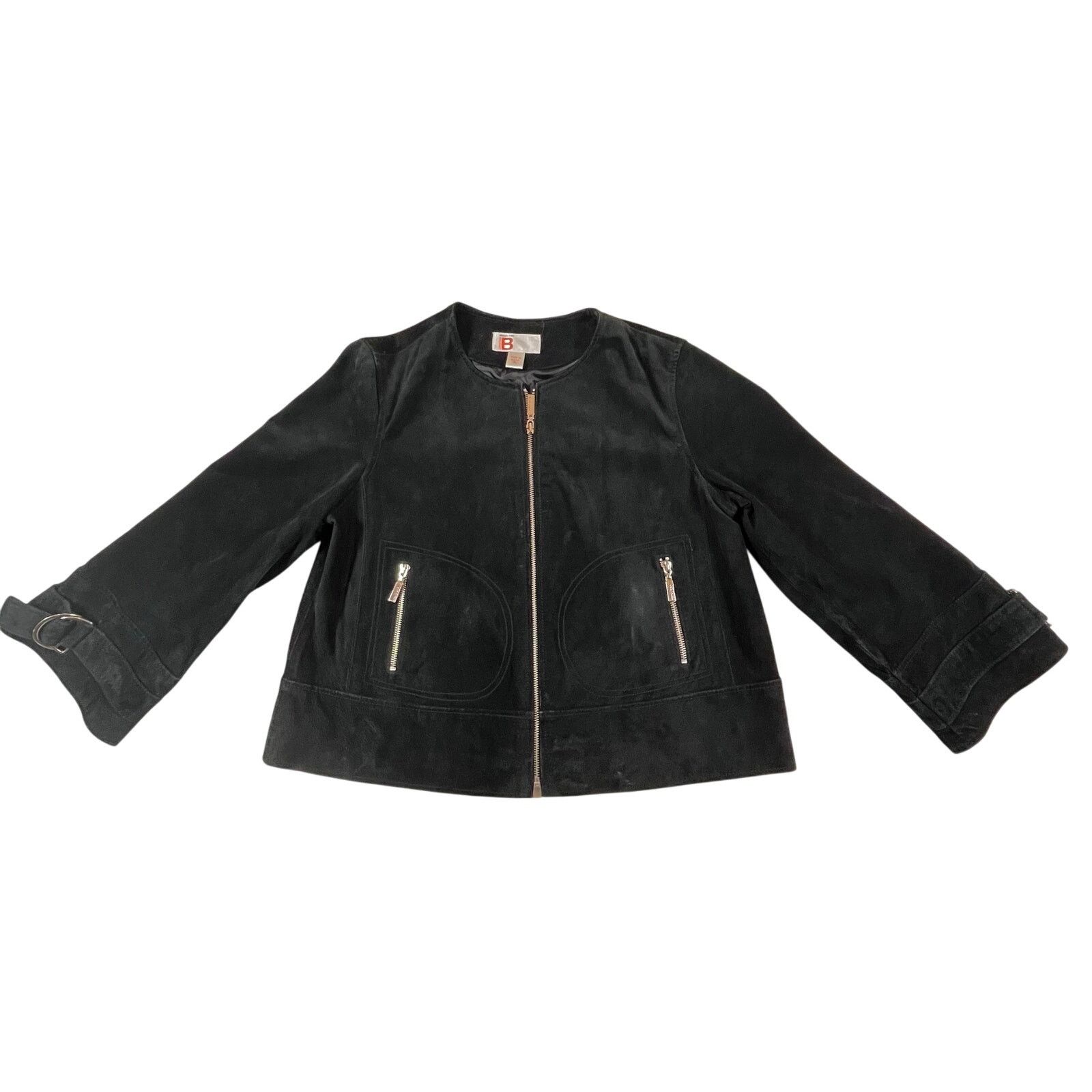 Other Bernardo Collection Black Suede Leather Full Zip Coat Jacket Size M / US 6-8 / IT 42-44 - 1 Thumbnail