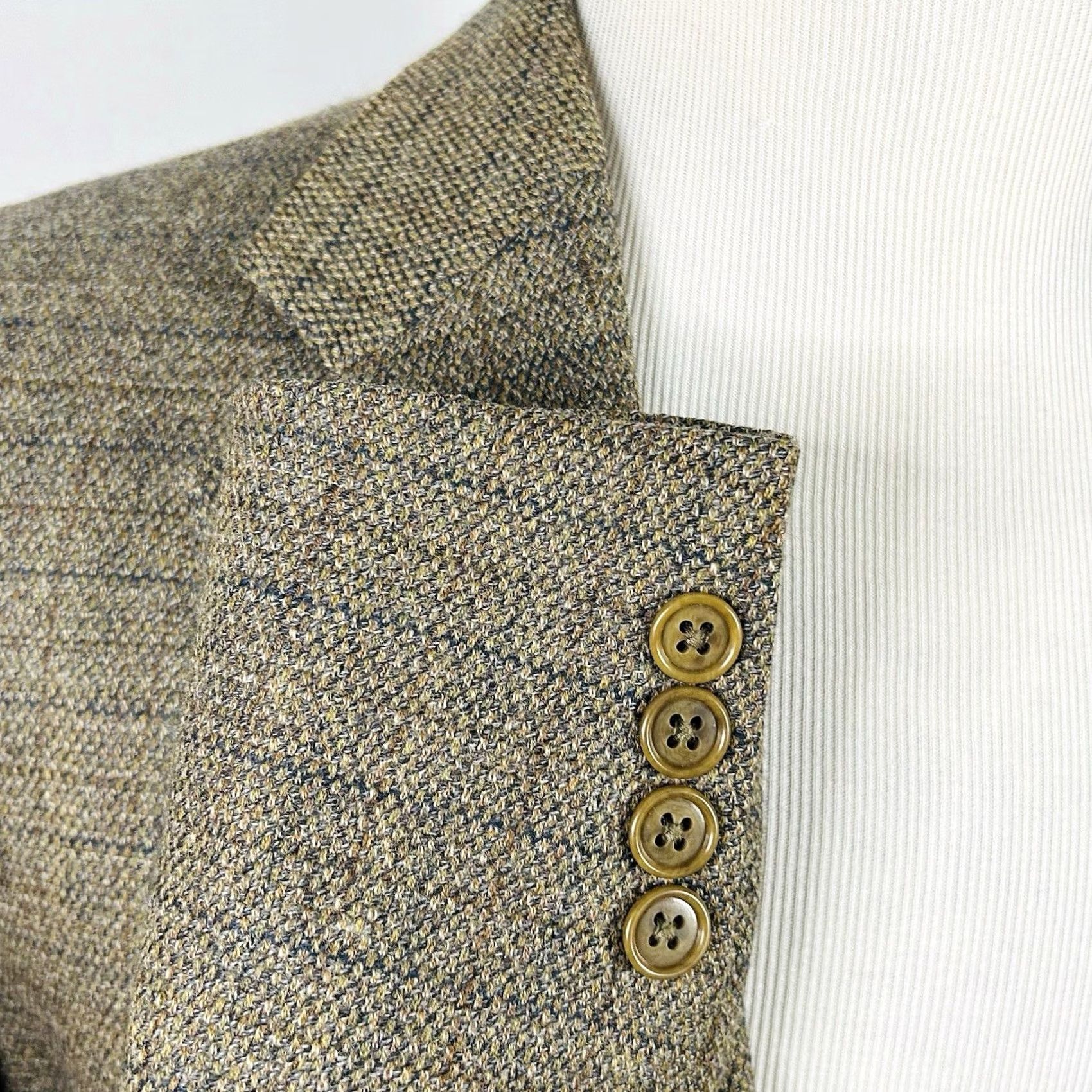 Vintage RBM 44L Sport Coat Beige Knit Plaid Two-Button Lined Vented Wool Lambswool Mens Jacket Coat Sport Coat Size US XS / EU 42 / 0 - 6 Thumbnail