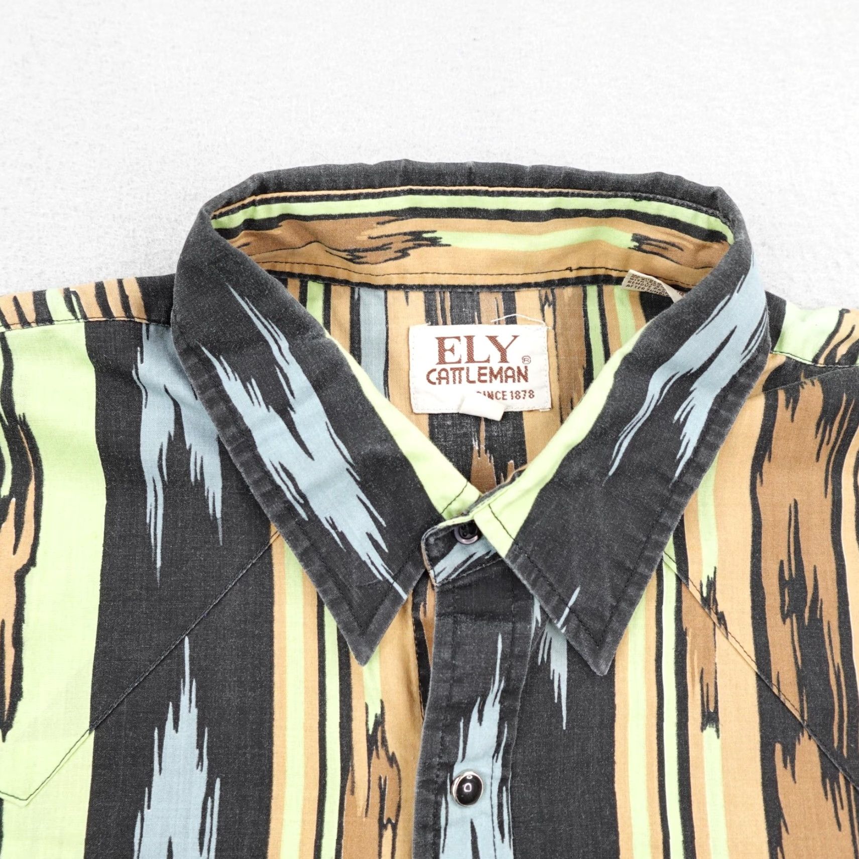 Vintage VINTAGE Ely Cattleman Shirt Mens XL Southwestern Pearl Snap Western Stripe Aztec Rodeo Size US XXL / EU 58 / 5 - 2 Thumbnail