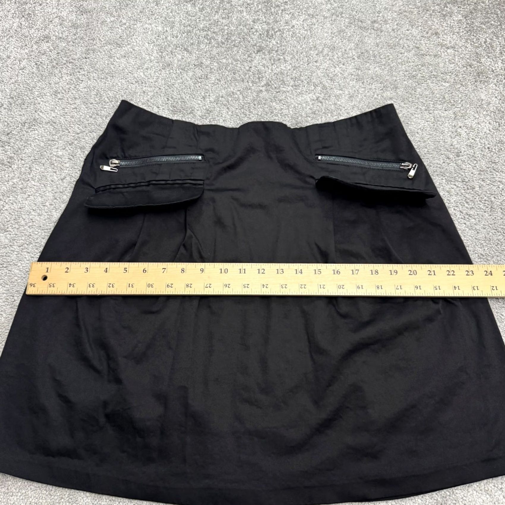 Vintage Zoe D. Pleated A-Line Mini Skirt Womens L Black Zipped Pockets Stretch Skirt Womens L Black Mini Pockets Zipper Fitted Vintage: No Size 36" / US 14 / IT 50 - 7 Thumbnail