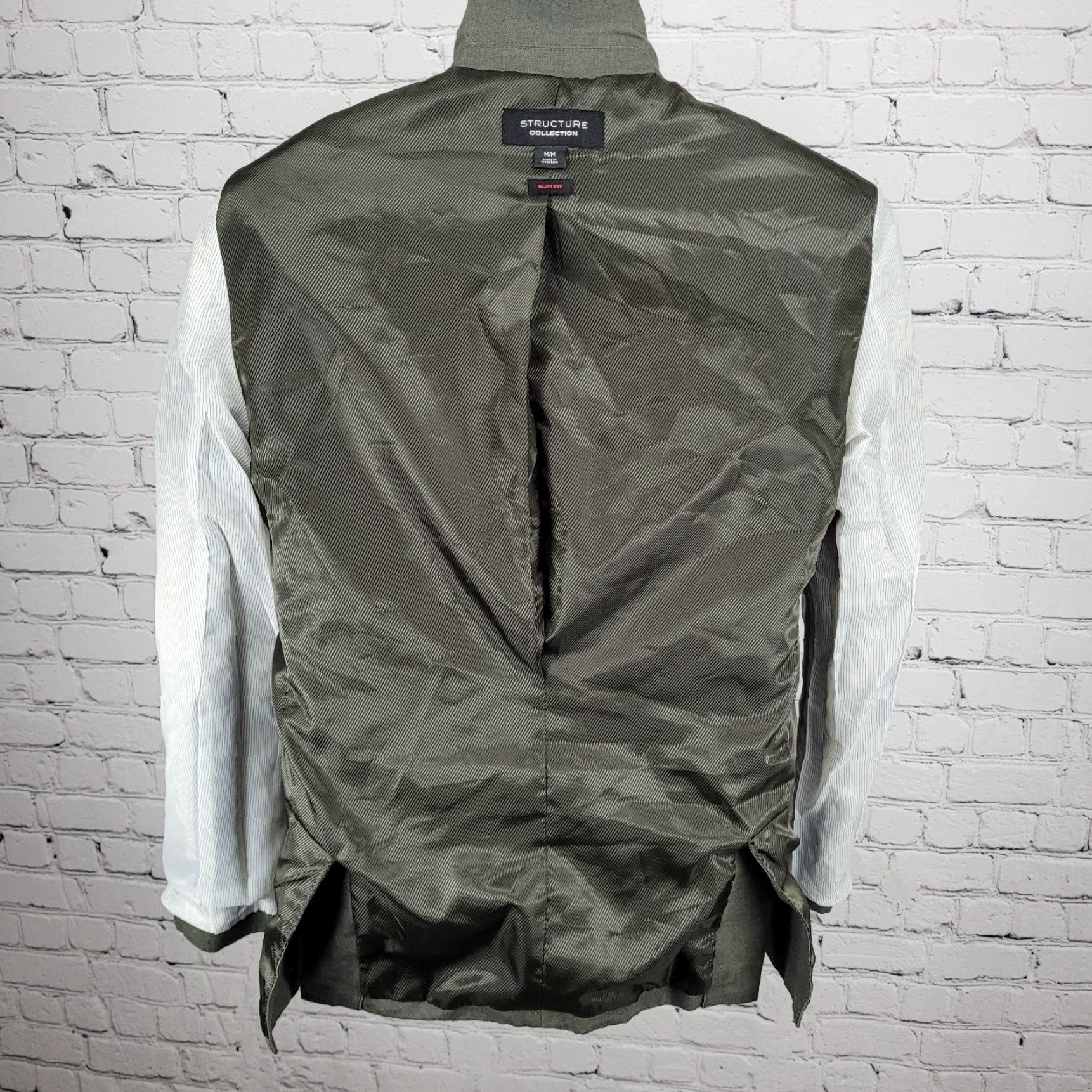 Vintage Structure Green Slim Fit 2 Button Peak Blazer Sport Coat Medium M Size 40R - 7 Thumbnail