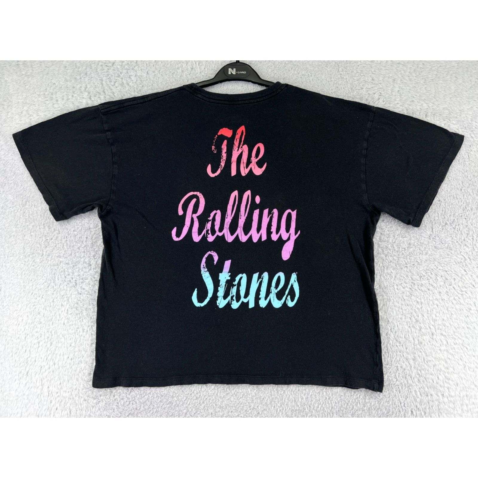Vintage Rolling Stones Shirt Womens Medium Black Crop Short Sleeve Crew Neck T-Shirt Size M / US 6-8 / IT 42-44 - 2 Thumbnail