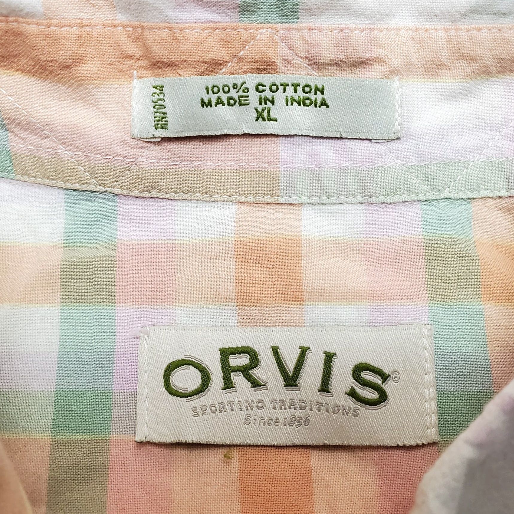 Orvis VINTAGE Orvis Shirt Mens XL Green Plaid 100% Cotton Short Sleeve Button Casual Size US XL / EU 56 / 4 - 5 Thumbnail