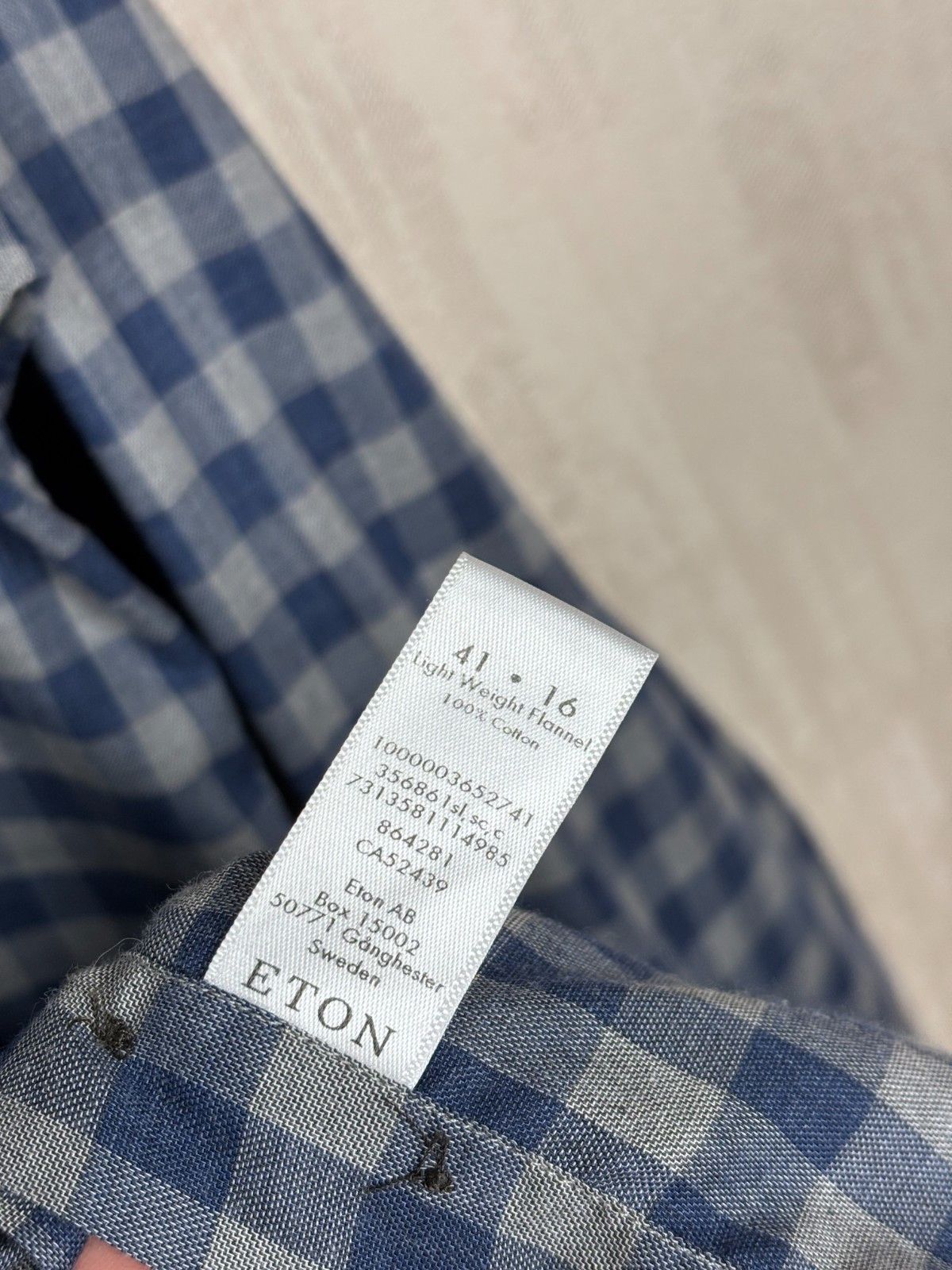 Eton Eton Lightweight Flannel Check Shirt Size L (41 / 16) Size US L / EU 52-54 / 3 - 7 Thumbnail