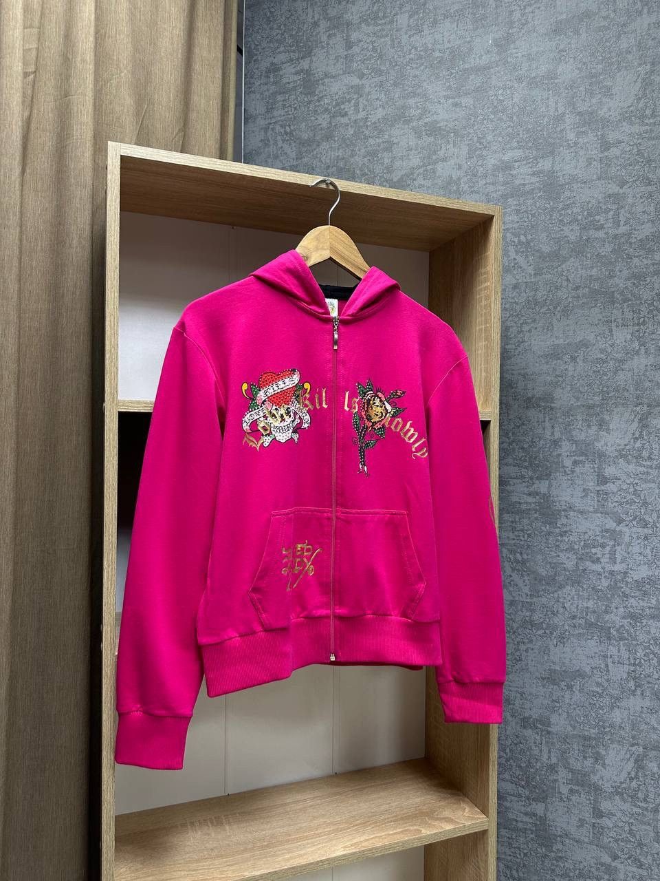 Christian Audigier × Ed Hardy × Vintage Vintage Ed Hardy Christian Audigier Women’s Pink Hoodie Size XL / US 12-14 / IT 48-50 - 4 Thumbnail