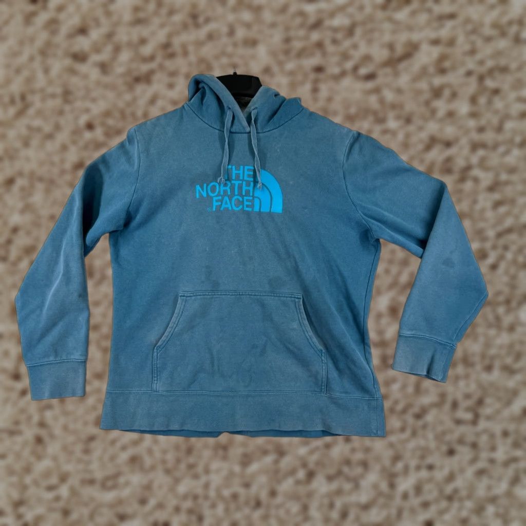 The North Face The North Face Hoodie Women XL Blue Hooded Pullover Cotton Fleece Logo Womens Size XL / US 12-14 / IT 48-50 - 1 Thumbnail