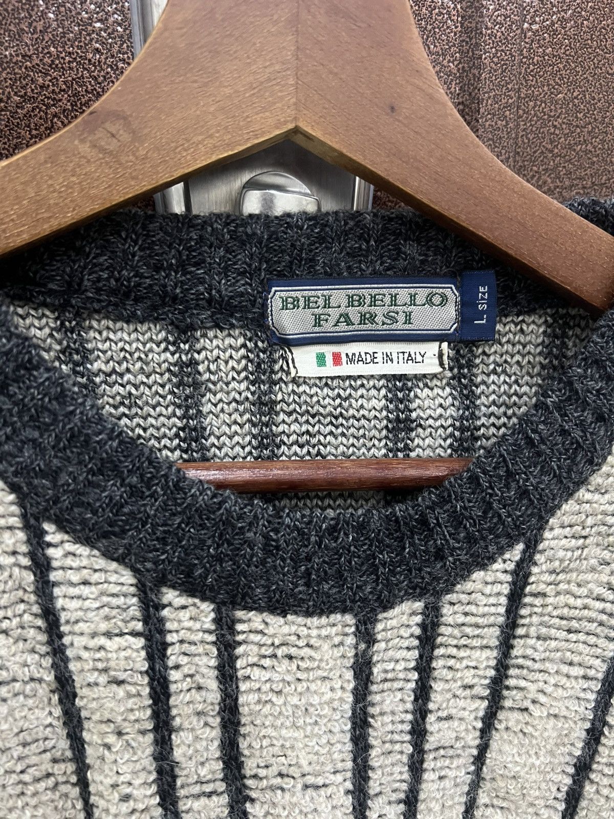Japanese Brand BEL BELLO FARSH Vintage 80s Geometric Cozy Jumper Knitwear Size US L / EU 52-54 / 3 - 8 Thumbnail