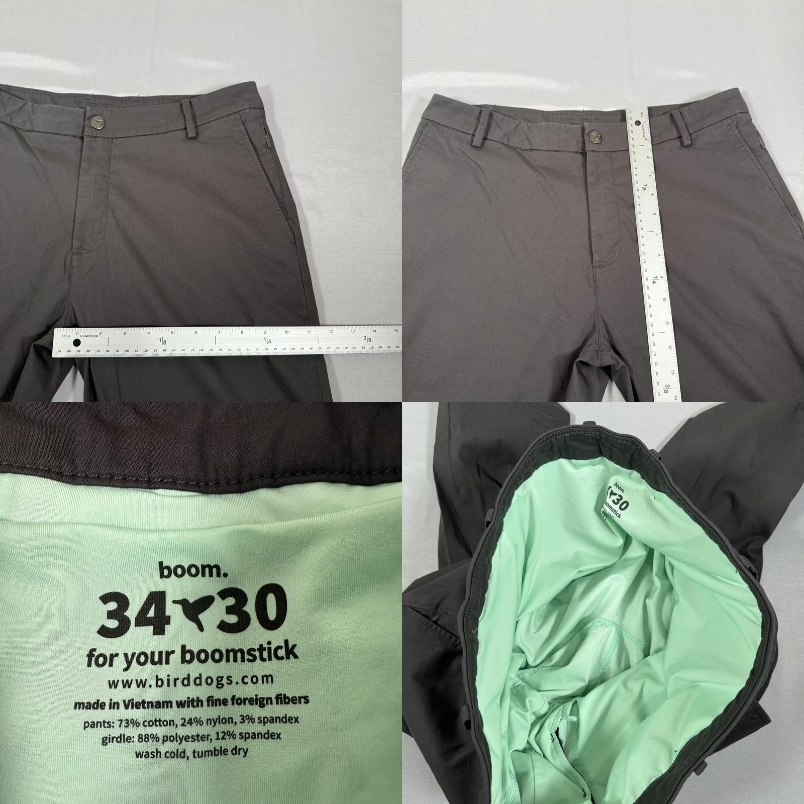Vintage Birddogs Pants Mens 34x30 Gray Stretch Slim Chino Lined Golf Casual Travel Tech Size US 34 / EU 50 - 8 Thumbnail