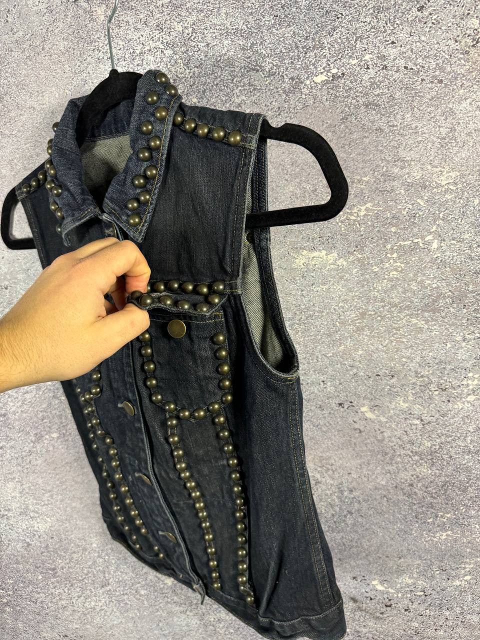 Allsaints × Vintage AllSaints Spitalfields Biker Studded Denim Vests Gilet S sz Size S / US 4 / IT 40 - 9 Thumbnail