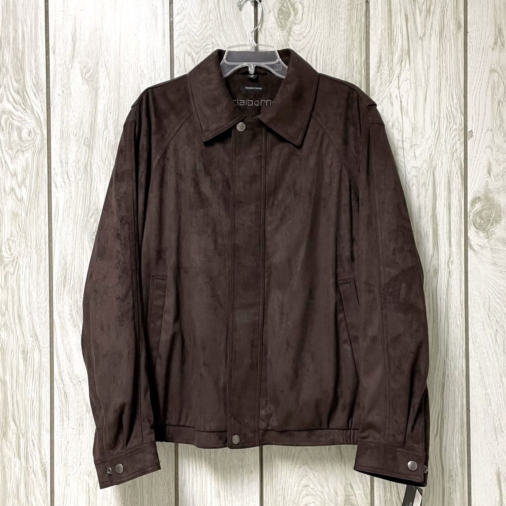 Liz Claiborne VINTAGE Claiborne Bomber Jacket Men Dark Brown Suede Finish Y2K Zip XL Size US XL / EU 56 / 4 - 2 Thumbnail