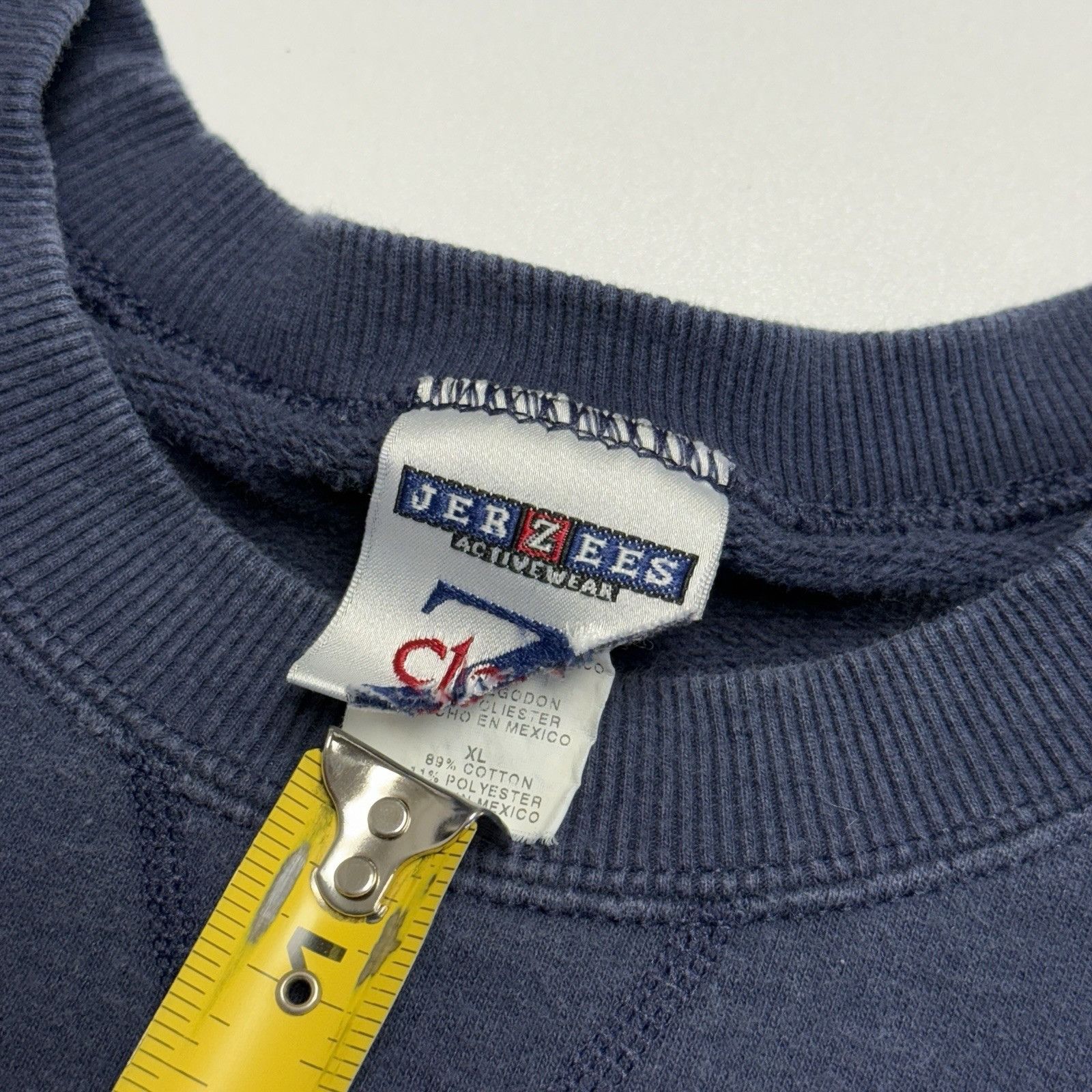Jerzees Vintage Single V Crew Neck Sweatshirt Mens XL 25.5x27 Blue Size US XL / EU 56 / 4 - 8 Thumbnail
