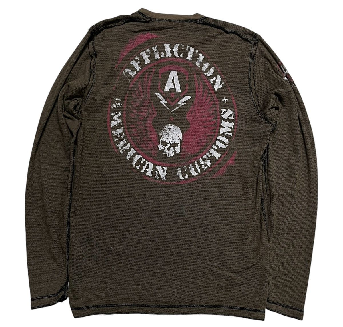 Affliction × Vintage Vintage Affliction Distressed Thermal Longsleeve T Shirt Size US M / EU 48-50 / 2 - 5 Thumbnail