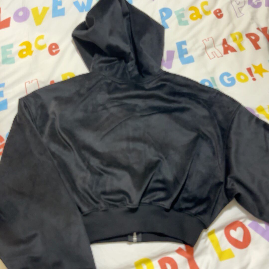 Japanese Brand Velvet Black Cropped Zip Up Hoodie size L Size L / US 10 / IT 46 - 4 Thumbnail